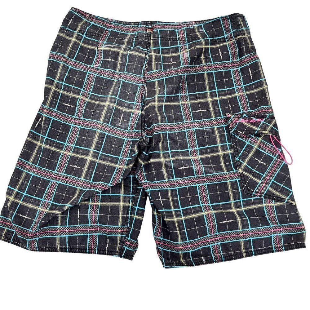 Quicksilver Shorts Mens‎ 32 Black Neon Board Shorts Multi Pockets Summer …